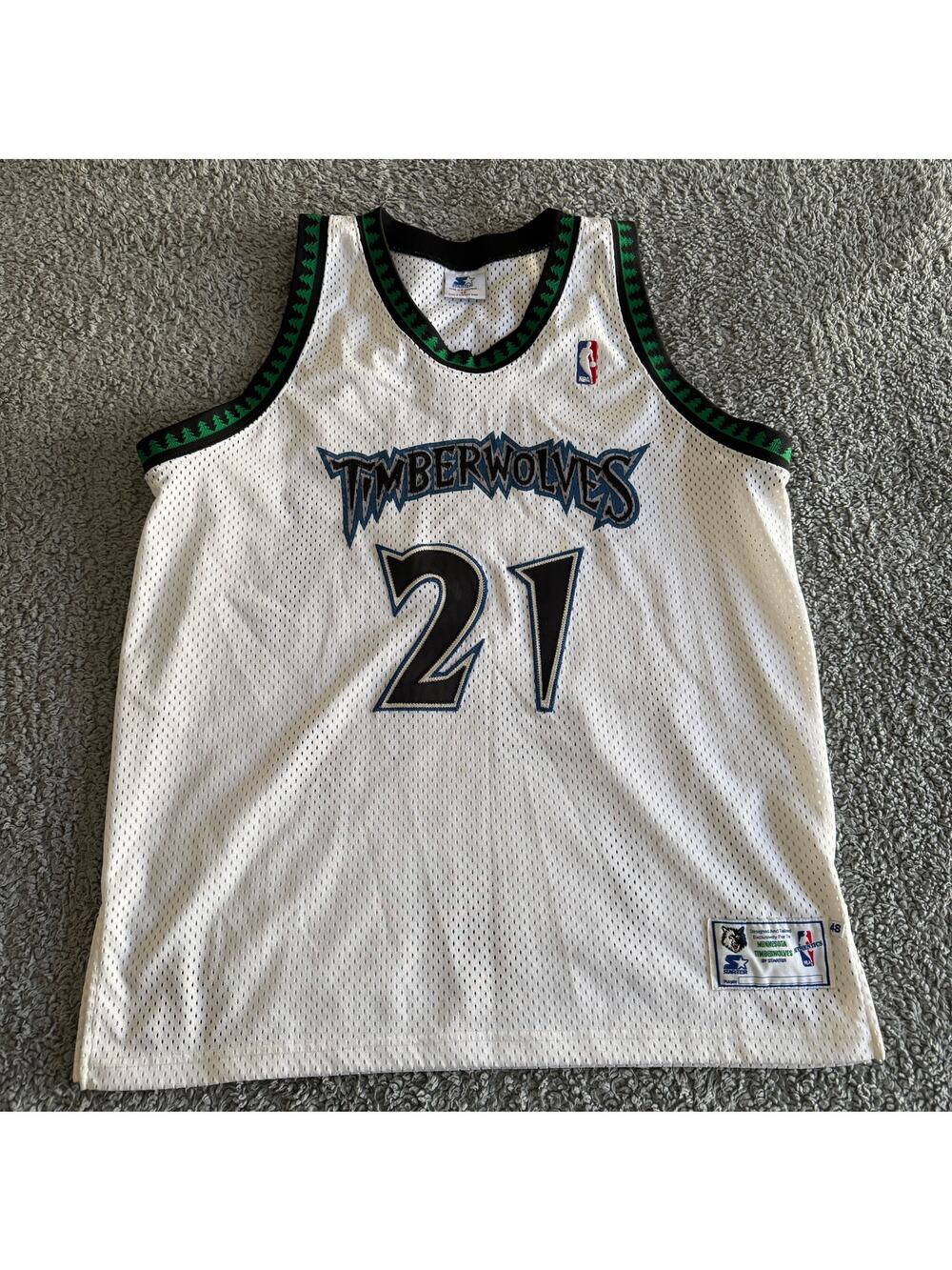 100% Authentic Starter 1997 Kevin Garnett NBA Minnesota Timberwolve Jersey 48 XL